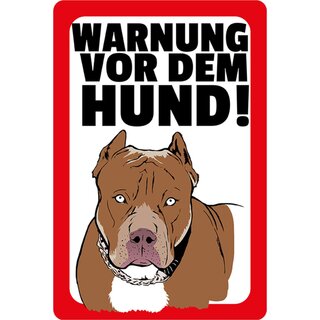 Schild Spruch "Warnung von dem Hund" rot weiß 20 x 30 cm 