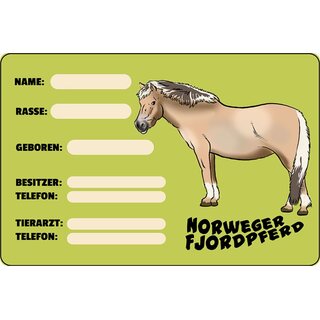 Schild Spruch "Norweger Fjordpferd, Name Rasse" 20 x 30 cm 