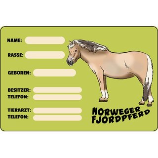 Schild Spruch "Norweger Fjordpferd, Name Rasse" 20 x 30 cm