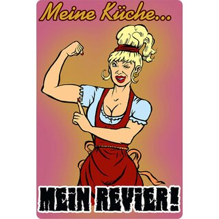 Schild Spruch "Meine Küche, mein Revier" Frau 20 x 30 cm
