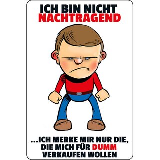 Schild Spruch "nicht nachtragend, merke mir dumm verkaufen" 20 x 30 cm