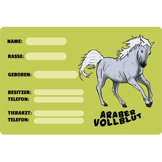 Schild Spruch "Araber Vollblut, Name Rasse" Pferd 20 x 30 cm 