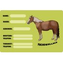 Schild Spruch "Fuchswallach, Name Rasse...