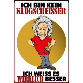 Schild Spruch "kein Klugscheißer, weiß wirklich besser" 20 x 30 cm