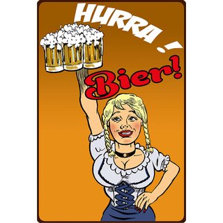 Schild Spruch "Hurra Bier" braun 20 x 30 cm