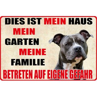 Schild Spruch "Dies mein Haus, Garten, Familie, Betreten" Hund 20 x 30 cm 