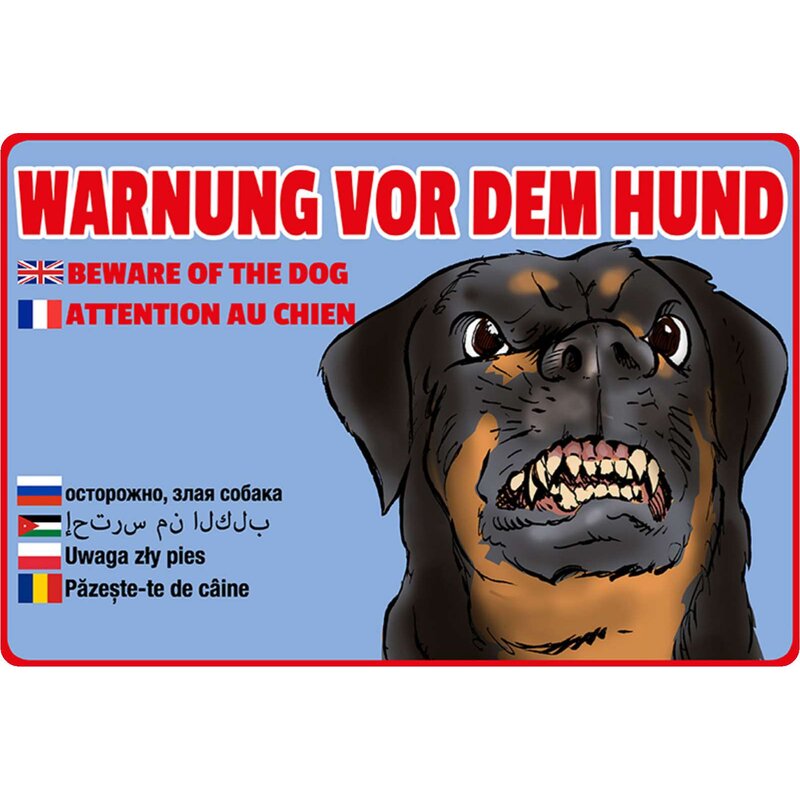 Garten Schild Schild Vorsicht Vor Dem Hund! Russisch Englisch Arabisch Französisch Warnschild Hund Labrador