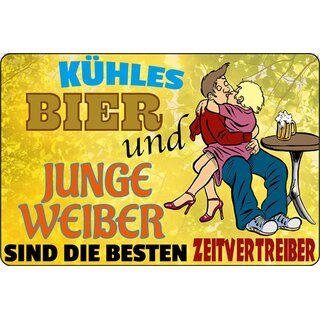 Schild Spruch "Kühles Bier und junge Weiber besten Zeitvertreiber" 20 x 30 cm 