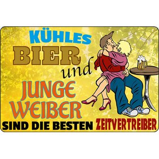 Schild Spruch "Kühles Bier und junge Weiber besten Zeitvertreiber" 20 x 30 cm