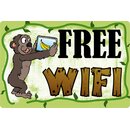 Schild Spruch "Free Wifi" Affe 20 x 30 cm