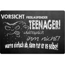 Schild Spruch "Vorsicht freilaufender Teenager,...