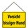 Schild Spruch "Vorsicht bissiger Hund" gelb 20 x 30 cm Blechschild mit Kordel