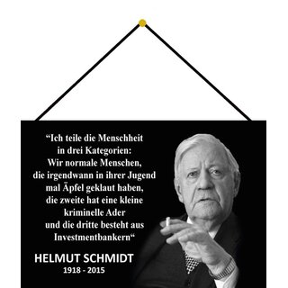 Schild Zitat "Menschheit Kategorien, Jugend Äpfel geklaut" Helmut Schmidt 20 x 30 cm Blechschild mit Kordel
