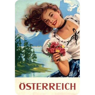 Schild Land "Österreich" Berge Frau 20 x 30 cm