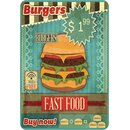 Schild Spruch "Burgers Fast Food, buy now" 20 x...