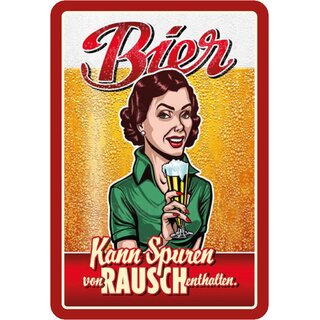 Schild Spruch "Bier kann Spuren von Rausch enthalten" 20 x 30 cm 