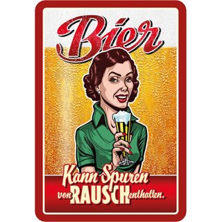 Schild Spruch "Bier kann Spuren von Rausch enthalten" 20 x 30 cm