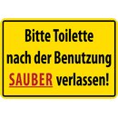 Schild Spruch "Bitte Toilette nach der Benutzung...