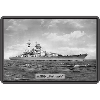 Schild Motiv Schiff "SMS Bismarck" Krieg schwarz weiß 20 x 30 cm 