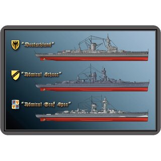 Schild Motiv Schiff "Deutschland, Admiral Scheer, Admiral Graf Spee" Krieg 20 x 30 cm 