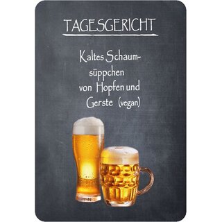 Schild Spruch "Tagesgericht, Kaltes Schaumsüppchen Hopfen" Bier 20 x 30 cm