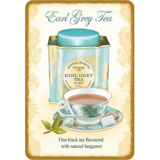 Schild Spruch "Earl Grey Tea, fine black tea flavoured with natural bergamot" 20 x 30 cm 