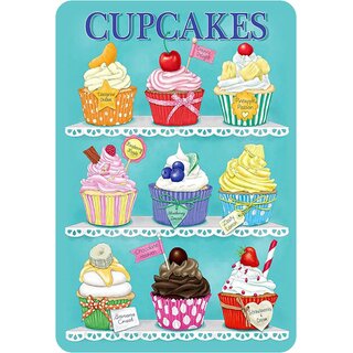 Schild Spruch "Cupcakes, Cherry Delight, Chocolate Heaven, Banana Crush" 20 x 30 cm