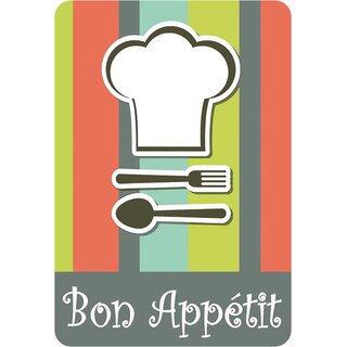 Schild Spruch "Bon Appétit" Koch Mütze 20 x 30 cm 