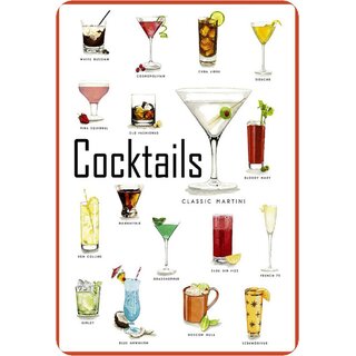 Schild Spruch "Cocktails, Classic Martini, Bloody Mary" 20 x 30 cm 