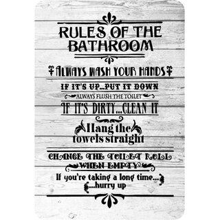 Schild Spruch "Rules of the bathroom, always wash your hands" 20 x 30 cm 