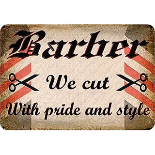 Schild Spruch "Barber, we cut with pride and style" 20 x 30 cm 