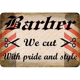 Schild Spruch "Barber, we cut with pride and style" 20 x 30 cm