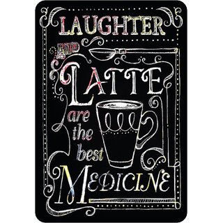 Schild Spruch "Laughter and Latte are the best Medicine" 20 x 30 cm 