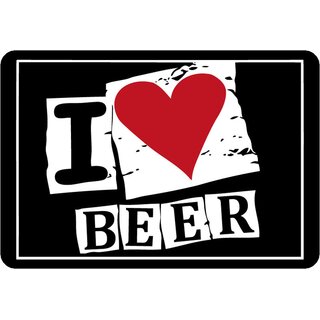 Schild Spruch "I love Beer" 20 x 30 cm 
