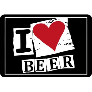 Schild Spruch "I love Beer" 20 x 30 cm