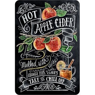 Schild Cocktailrezept "Hot Apple Cider, cinnamon orange peels" 20 x 30 cm