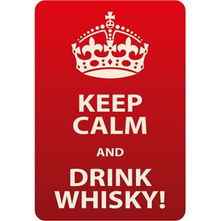 Schild Spruch "Keep calm and drink whisky" 20 x 30 cm 