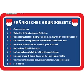 Schild Spruch "Fränkisches Grundgesetz" Wappen 20 x 30 cm 