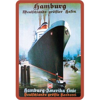 Schild Spruch "Hamburg Deutschlands größter Hafen, Reederei" Schiff 20 x 30 cm 