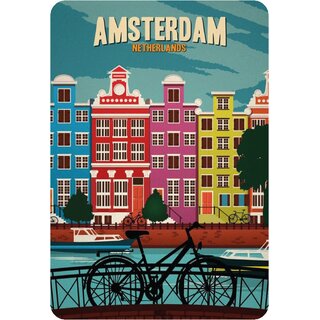 Amsterdam Gracht Fahrrad Niederlande Holland Blechschild 20x30 Retro Blech 1788 