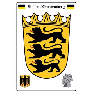 Schild Motiv "Baden-Württemberg" Flagge Landkarte 20 x 30 cm