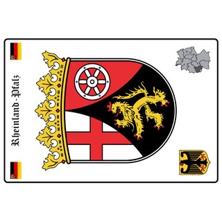 Schild Motiv "Rheinland-Pfalz" Wappen Landkarte 20 x 30 cm
