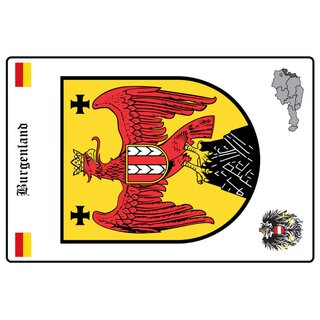 Schild Motiv "Burgenland" Wappen Landkarte Österreich 20 x 30 cm