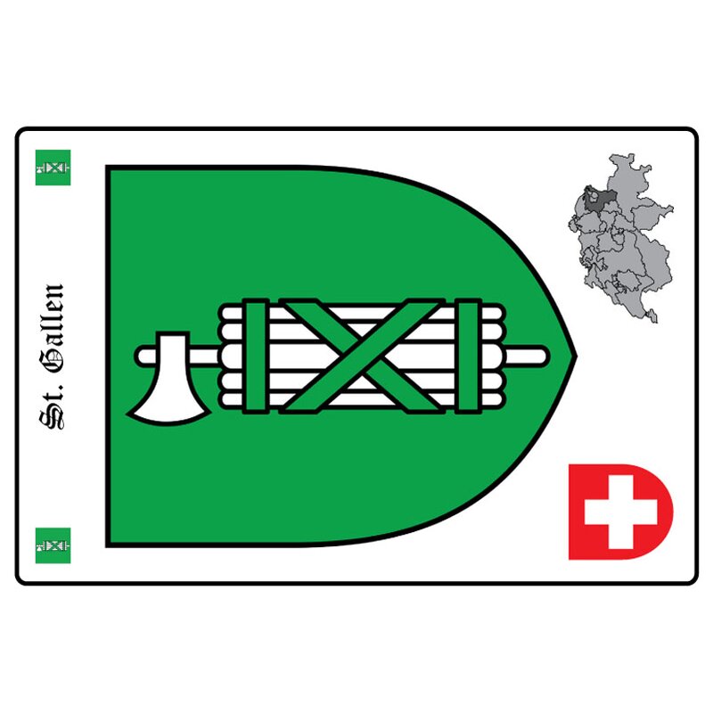 Schild Motiv "St. Gallen" Wappen Landkarte Schweiz 20 x 30 ...