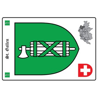 Schild Motiv "St. Gallen" Wappen Landkarte Schweiz 20 x 30 cm