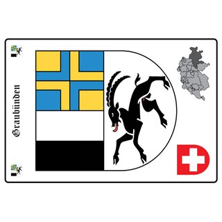 Schild Motiv "Graubünden" Wappen Landkarte Schweiz 20 x 30 cm 