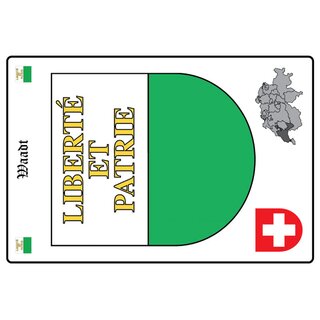 Schild Motiv "Waadt - Liberté et patrie" Wappen Landkarte Schweiz 20 x 30 cm 