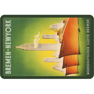 Schild Motiv "Bremen Newyork, Norddeutscher Lloyd Bremen" Schiff 20 x 30 cm