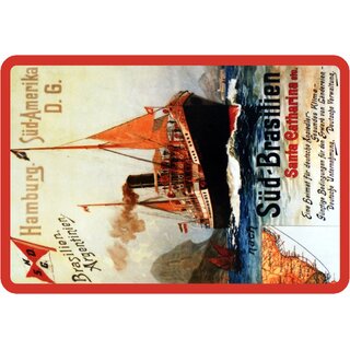 Schild Motiv "Hamburg Süd-Amerika, Brasilien" Schiff 20 x 30 cm 