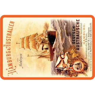 Schild Motiv "Hamburg Australien, Deutsch, Dampfschiff" 20 x 30 cm